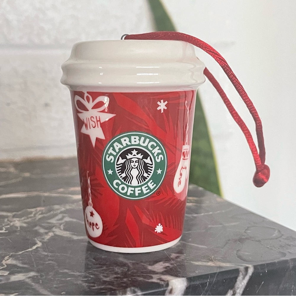 $10 SALE Starbucks Holiday 2009 Cup Ornament VTG Christmas Love Wish Joy Hope
